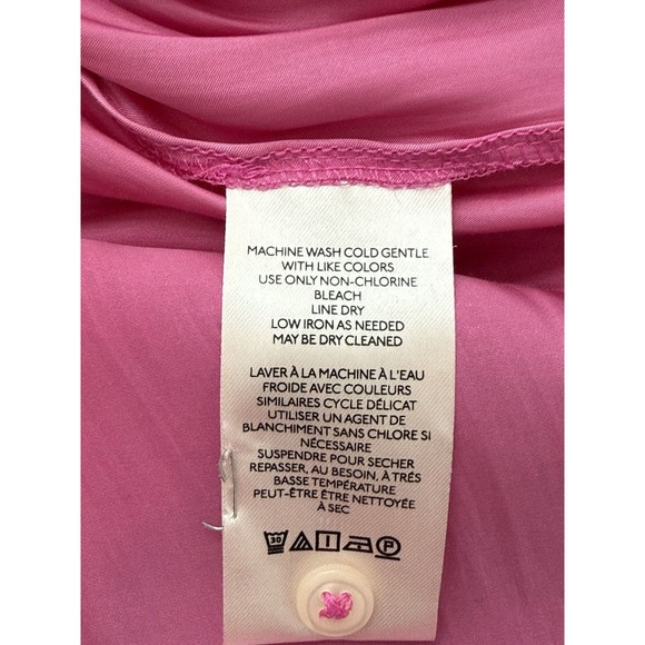 by Anthropologie Women's M Pink Iridescent Button Up Long Sleeve Top Silky Soft - Picture 4 of 7